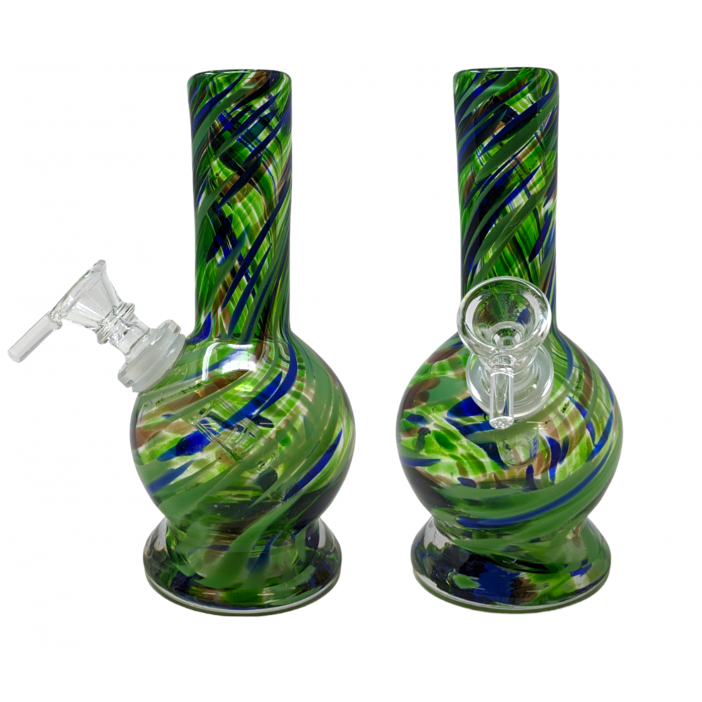 6" Mini Multi Color Swirl Soft Glass Water Pipe Glass On Glass [D58081G]